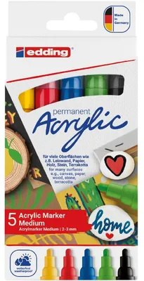 Produktbild von Edding 5100, 5 Stück(e), Schwarz, Rot, Blau, Gelb, Grün, 2 mm, 3 mm, 175 mm, 80,5 mm