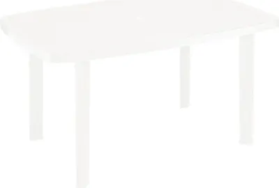 A white oval table with four legs on a white background.