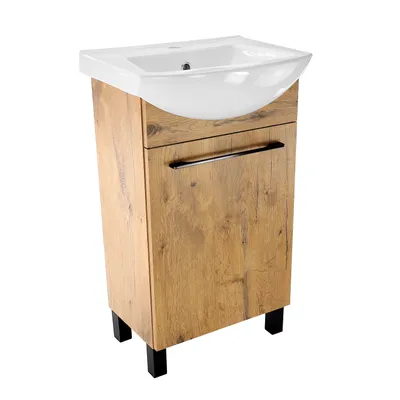 Obrázek produktu pro Paplinskimoebel koupelnová skříňka s umyvadlem 50 x 40 x 84,5 cm- umyvadlová skříňka koupelnový nábytek, malé umyvadlo na WC pro hosty s umyvadlem pod