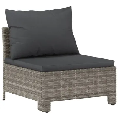 Produktbild von Garten-Mittelsofa mit Kissen Grau Poly Rattan