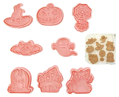 Produktbild von Halloween Ausstecher,Halloween Keksausstecher,3D Plätzchen Ausstecher,Halloween Ausstechformen,Austecherformen Kinder Brot,Ausstechformen Kinder für Kinder Keksausstecher Backset,8 Stück