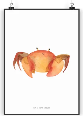 Produktbild von Mr. & Mrs. Panda Bild Sternzeichen Krebs DIN A5 - Weiß - Geschenk, Krebse, Meerestier, Plakat, wanddeko, Wandbild, Meer, drucke, Geburtstag Juni, Kunstdruck, Krabbe