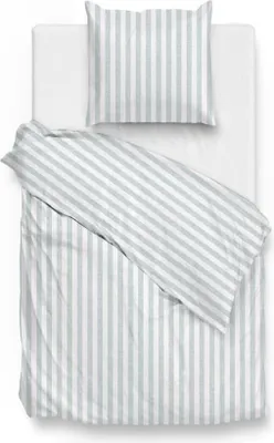 Produktbild von Zo! Home Baumwolle Bettwäsche 155x220 Banda di Lino Mint Green weiß Streifen