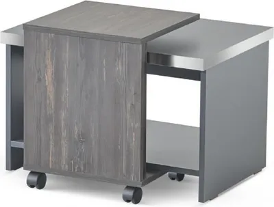 Produktbild von Couchtisch Grau Einfarbig Arbeitszimmer Wohnzimmer Rechteck mit Regal