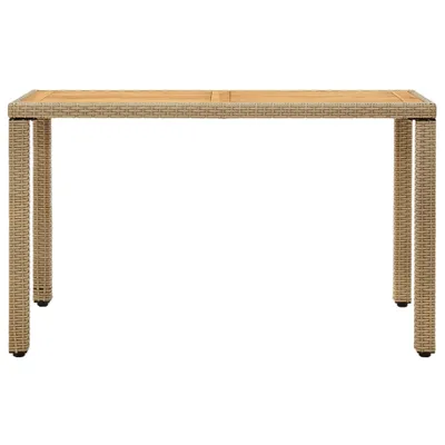 Immagine prodotto di Tavolo Giardino Beige 123x60x74 cm Polyrattan e Massello Acacia