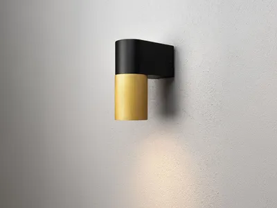 Produktbild von Außenwandleuchte TEMI Schwarz-Gold Downlight