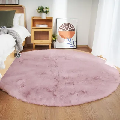 Image de Tapis à poils longs pour salon et chambre 150 cm rose