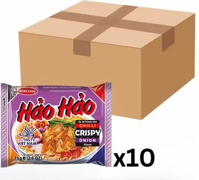 Produktbild von 10er-Pack ACECOOK Instantnudeln Hao Hao Chili Crispy Onion 75g