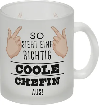 Produktbild von So sieht eine richtig coole Chefin aus Glas Tasse für die Arbeit