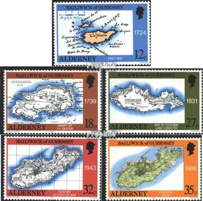Produktbild von Briefmarken GB - Alderney 1989 Mi 37-41 (kompl.Ausg.) postfrisch Landkarten
