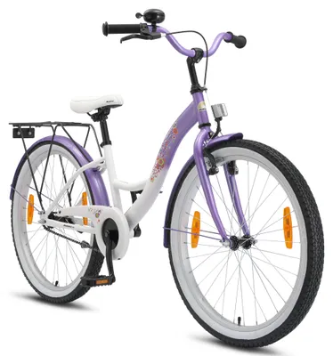 Produktbild von BIKESTAR Kinder Fahrrad ab 9 Jahre | 24 Zoll Classic Kinderrad | Lila & Weiß