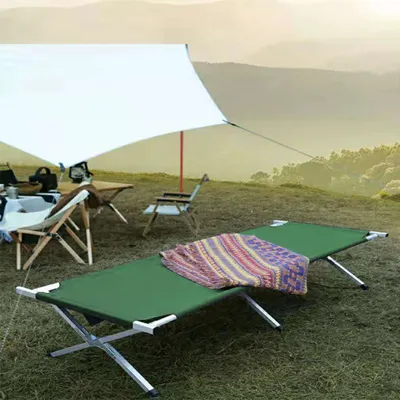 Produktbild von Campingbett Feldbett Klappbett für Outdoor Camping bis 150 kg belastbar 190x62x42cm Grün