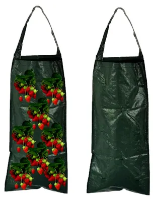 Produktbild von Hängender Pflanzbeutel, 2 Stück, für Blumen, Erdbeeren und Tomaten (8 Löcher)
