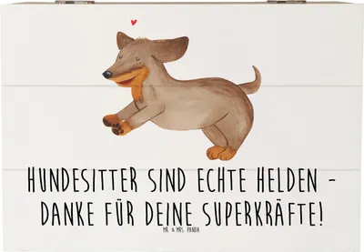 Produktbild von Mr. & Mrs. Panda Truhe Hundesitter Helden 22 x 15 cm - Weiß - Geschenk, Herzlichen Dank, Erinnerungsbox, Danke sagen, Dankeschön, Wertschätzung, Geschenkbox, Bedanken