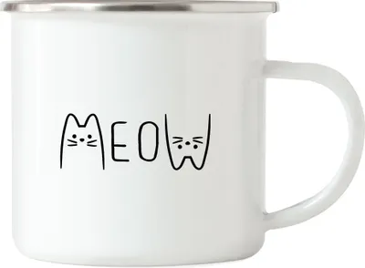 Produktbild von Meow Emaille Tasse Katze Cat Geschenkidee Katzenfans Süßes Motiv Mautzi Katzen-Motiv