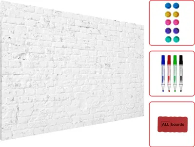 Zdjęcie produktu dla Tablica na magnesy biała METALboards mur ceglany 60x40 cm + zestaw akcesoriów GRATIS