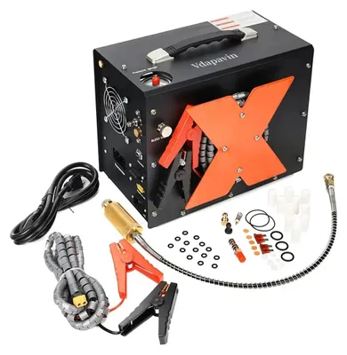 Zdjęcie produktu dla Przenośna sprężarka powietrza, 4500 PSI, funkcja automatycznego wyłączania, 220 V