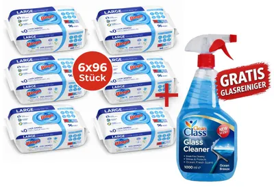 Produktbild von Bingo Weißseife 6x96 Blatt Reinigungstücher + Glasreiniger GRATIS