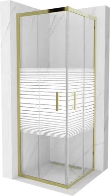 Produktbild von Mexen Rio quadratische Duschkabine 70 x 70 cm, Gestreift, Gold - 860-070-070-50-20