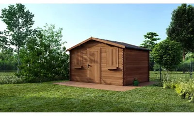 Image de Abri de jardin en bois - 12m2 - 4x3m - Traité - Ep. 28mm - Couleur: marron - DOM418 - ALTANKA