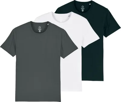 Produktbild von 3er Set T-Shirt uni aus 100% Biobaumwolle fair produziert der Marke GRADNETZ