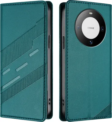 Produktbild von Hülle für Huawei Mate 60, Kunstleder Brieftaschen Handyhülle mit Kartenfach und Standfunktion Grün