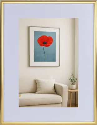 Produktbild von New Lifestyle Kunststoff Bilderrahmen mit Passepartout & Klarglas Collage Wanddeko Poster - Farbe: Gold | Format: 30x45