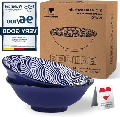 Produktbild von Famanu Schalen Set 2-teilig - 1,0 L, 20 cm, blau-weißes Japanisches Muster