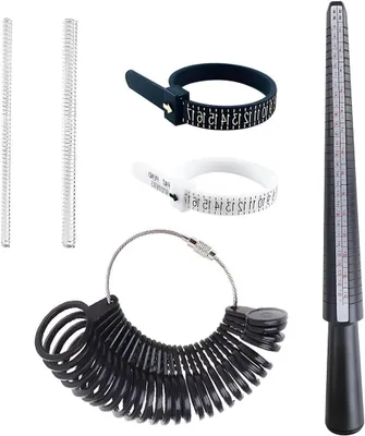 Productafbeelding van Set ringmeters - Vingermaat tool - Ringen meten - Meerdere schalen - 5 stuks - Transparant
