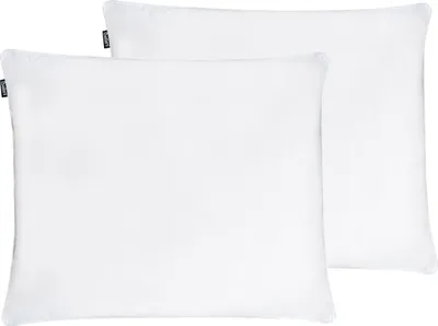 Zdjęcie produktu dla BELIANI Zestaw 2 poduszek bawełnianych puchowe białe 50 x 60 cm wysokie średnio miękkie prostokątne