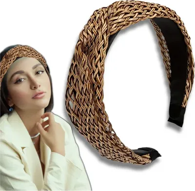Image de Camerazar Large ceinture en rotin naturel tressé avec motif torsadé