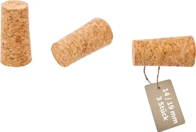 Produktbild von MIKONI Naturkork | 14/19 mm | 3 Stück SET | Fasskorken Flaschenkorken Korken Gummistopfen Stopfen Spitzkorken Naturkorken Flaschenkorken Spitzkorken