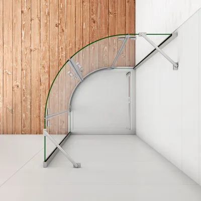 Produktbild von Duschtür 90x90x195cm Duschkabine Runddusche Viertelkreis 6mm ESG NANO Glas