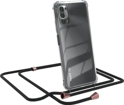 Produktbild von EAZY CASE Handykette kompatibel mit Xiaomi Redmi Note 10 5G, Handyhülle mit Umhängeband, Handykordel, Schutzhülle Clear, Band in Schwarz