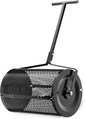 Produktbild von Kompoststreuer 75 l mit 60 cm Arbeitsbreite, Düngerstreuer für Kompost, Mist u. Kalk, Gartenstreuer auch für Aussaat, Torfmoosstreuer mit Griff