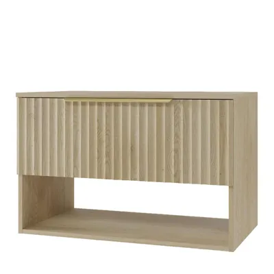 Produktbild von Waschbeckunterschrank RAVA mit Abdeckplatte Eiche Craft 80 x 52 x 48 cm Softclose Badezimmerschränke mit Schublade und Ablage Badmöbel Badezimmer