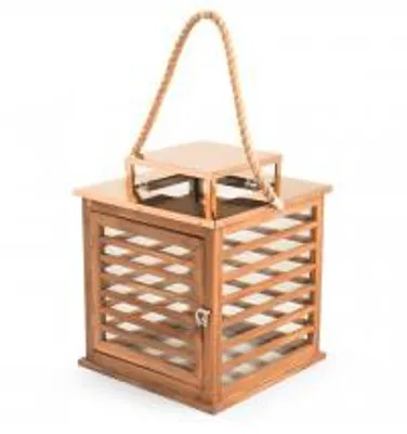 Immagine prodotto di H&H Lanterna In Legno, Manico Corda 30X30Xh35Cm