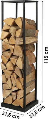 Image de Porte buches vertical en métal "Loft & Wood" - Noir - L 31,5 x l 31,5 x H 115 cm