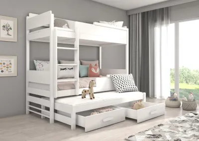 Obrázek produktu pro Třílůžková patrová postel 80x180 CEMNIA - bílá