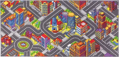 Produktbild von Carpet Studio Big City Teppich Kinderzimmer - Spielteppich Grau/Rot - 95x200cm