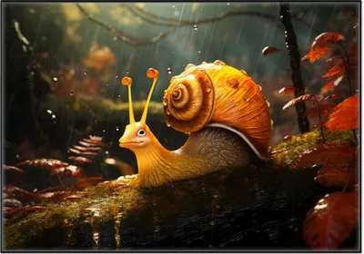 Produktbild von Wallario Wandbild Schnecke auf Ast, Größe: 70,30 x 100,30 cm, Poster mit schwarzem Aluminiumrahmen