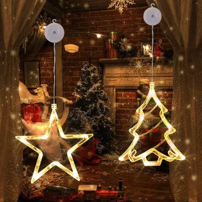 LED Fensterlichter mit Stern und Baum, warmweiß, 2 Stück