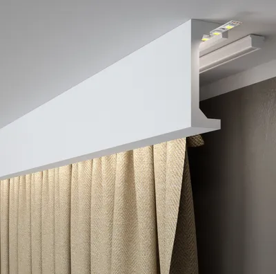 Produktbild von PROVISTON | Vorhangleiste | 50 x 120 x 2000 mm | Weiß | Stuckleiste | LED Lichtleiste | Indirekte Beleuchtung | Modern | Hochwertig | Robust | Langlebig | 1 Stück