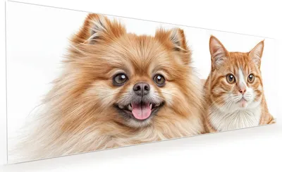 Produktbild von Küchenrückwand Spritzschutz Glas mit Motiv Hund und Katze 40 x 40 cm
