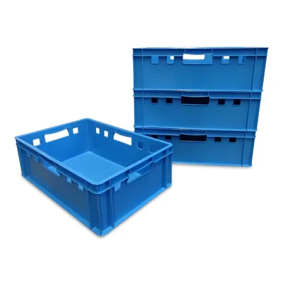 Produktbild von 4 Stück E2 Eurofleischkiste Stapelkiste Box Metzgerkiste lebensmittelecht blau. (4xE2 blau)