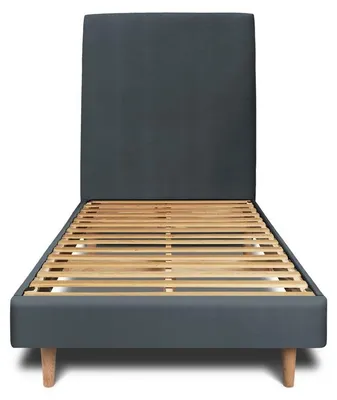 Produktbild von Bett mit gepolstertem Kopfteil – Samtstoff - 90 x 190 cm