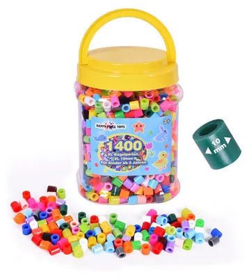 Productafbeelding van Strijkparels Maxi XL, 1400 stuks, 10 mm, 25 kleuren, geschikt voor kinderen vanaf 3 jaar