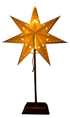 Steh-Stern aus Metall/Papier, 20 warmweiße LEDs, 14x34x55 cm