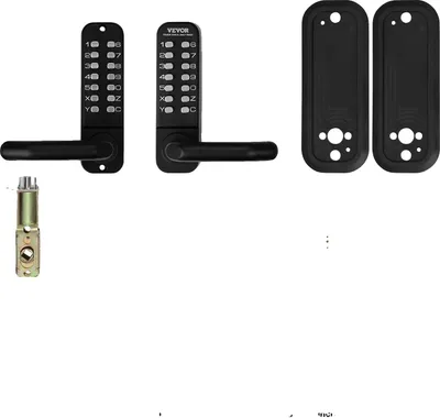 Produktbild von Mechanisches schlüsselloses Eingangstürschloss, kompatible Türdicke 1,4 - 2,5 Zoll, Schutzpolstergröße 6,2 x 2,5 Zoll, Installationsspindellängen 2,1 - 3,1 Zoll, Doppelseitiges Schloss