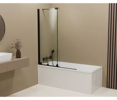 Immagine prodotto di Parete divisoria per vasca ROLLS BLACK 1200x1500 mm, vetro trasparente